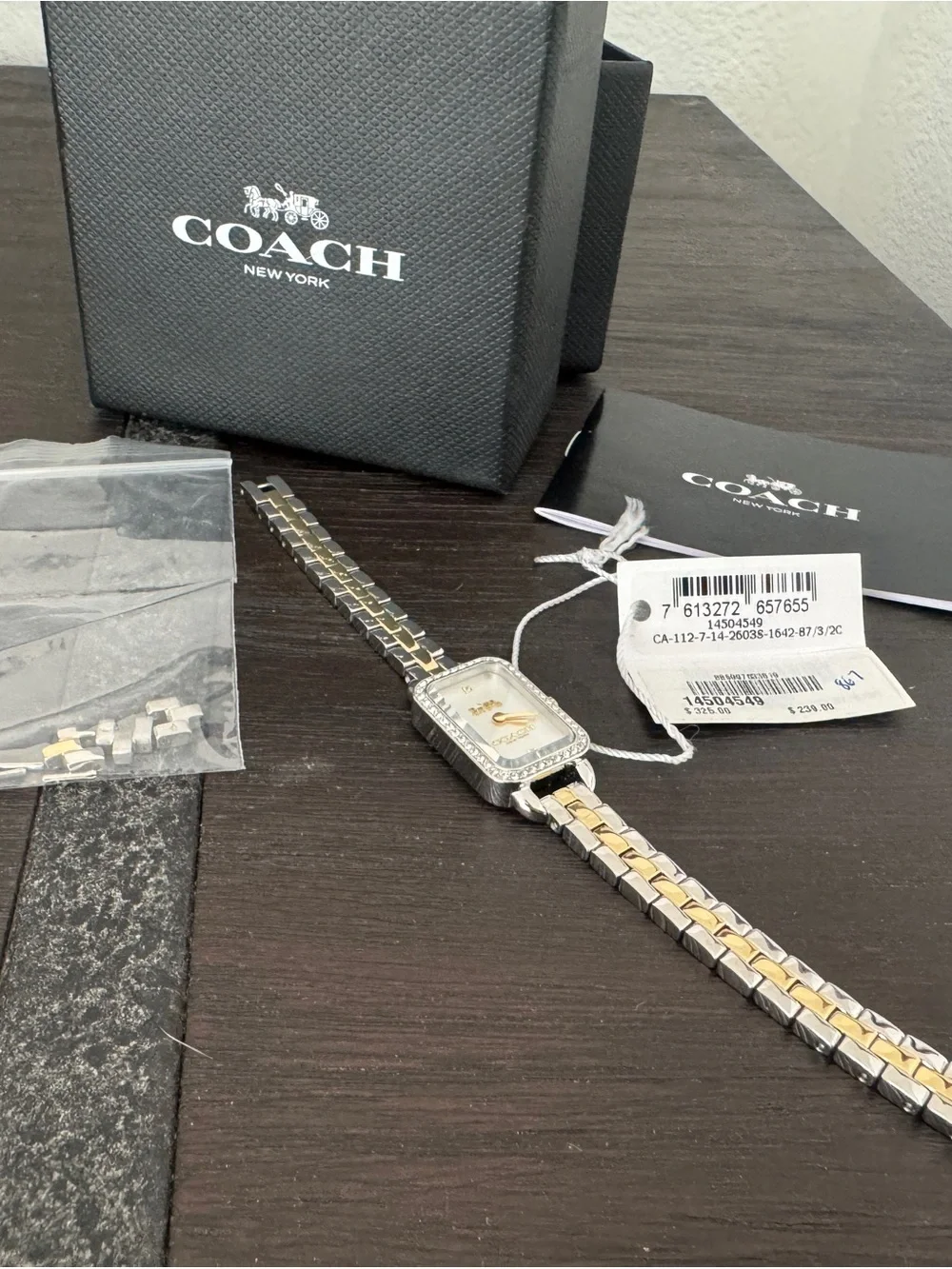COACH Two-Tone Crystal Bezel Women's Bracelet Watch - Silver & Gold